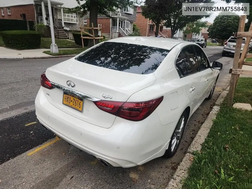 2021 Infiniti Q50 Luxe VIN: JN1EV7BR2MM755843 Lot: 40304551