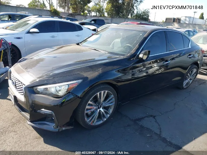 2021 Infiniti Q50 Sensory VIN: JN1EV7CPXMM701848 Lot: 40328067