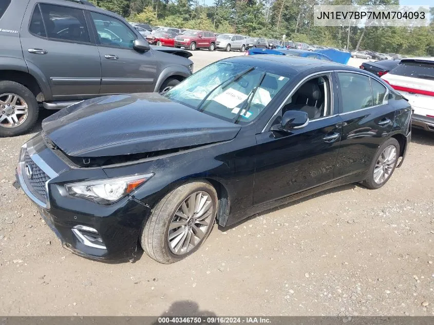 2021 Infiniti Q50 Luxe VIN: JN1EV7BP7MM704093 Lot: 40346750