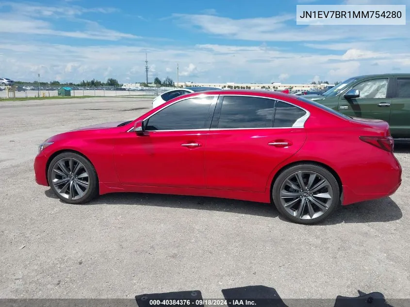 2021 Infiniti Q50 Luxe Awd VIN: JN1EV7BR1MM754280 Lot: 40384376