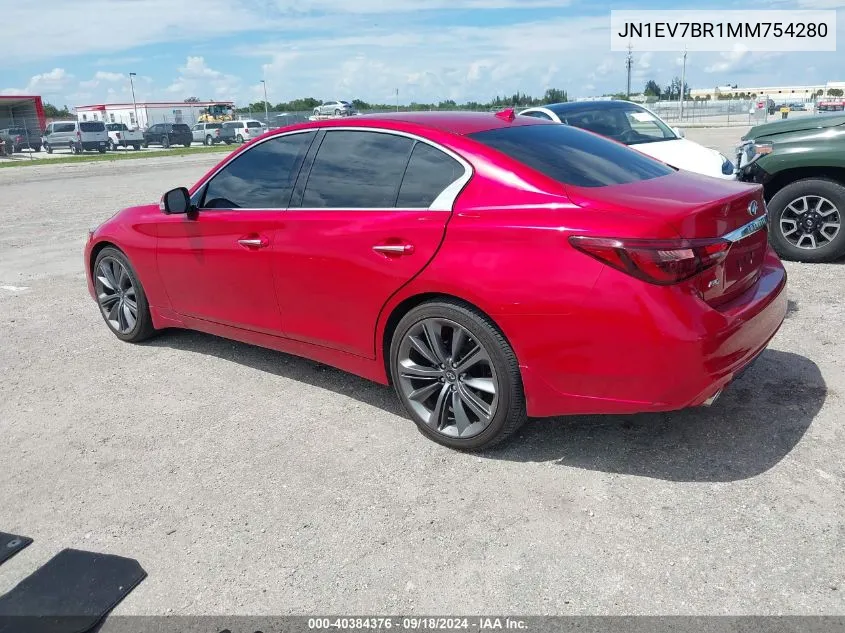 2021 Infiniti Q50 Luxe Awd VIN: JN1EV7BR1MM754280 Lot: 40384376