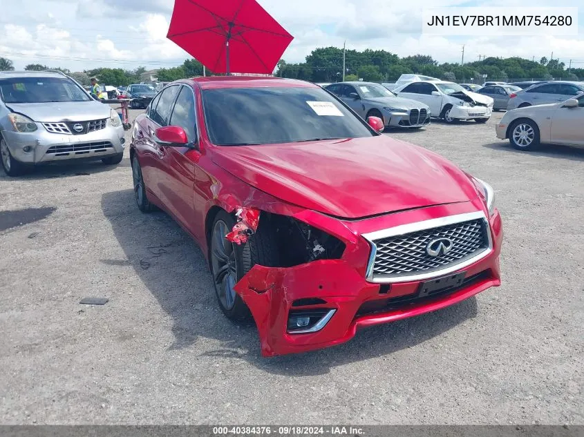 2021 Infiniti Q50 Luxe Awd VIN: JN1EV7BR1MM754280 Lot: 40384376