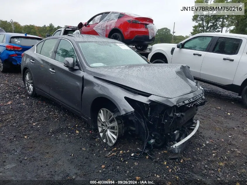 2021 Infiniti Q50 Luxe Awd VIN: JN1EV7BR5MM750216 Lot: 40386994