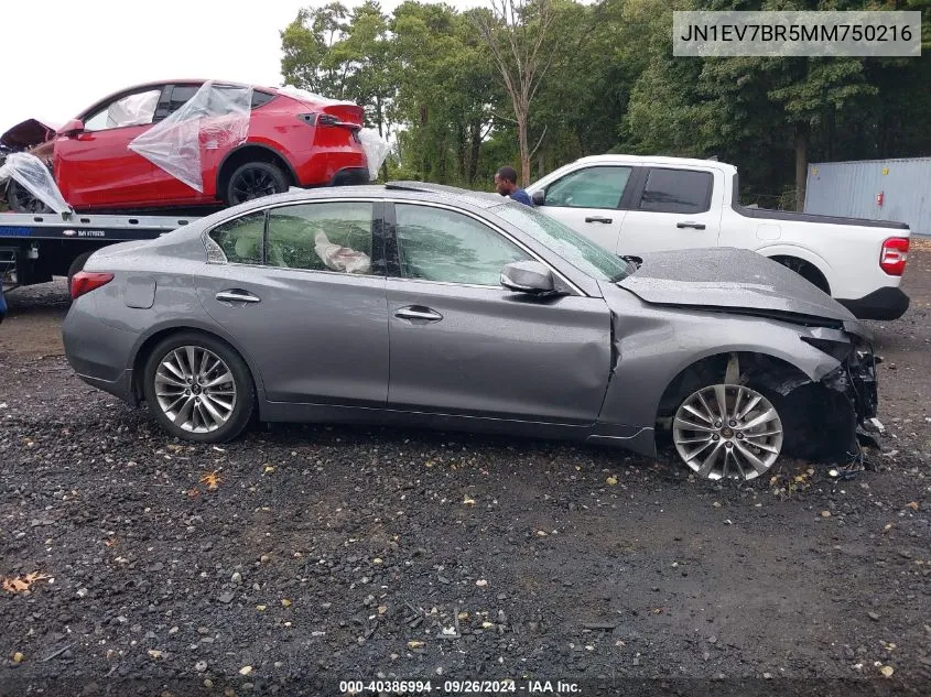 2021 Infiniti Q50 Luxe Awd VIN: JN1EV7BR5MM750216 Lot: 40386994