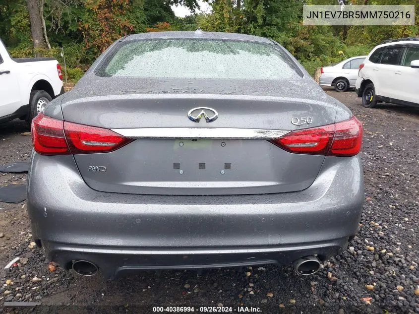 2021 Infiniti Q50 Luxe Awd VIN: JN1EV7BR5MM750216 Lot: 40386994