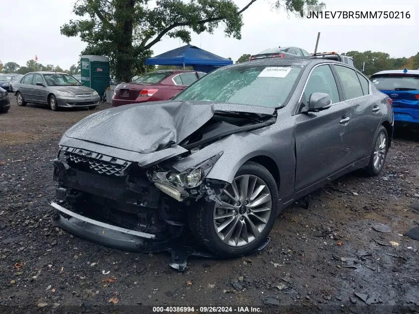 2021 Infiniti Q50 Luxe Awd VIN: JN1EV7BR5MM750216 Lot: 40386994