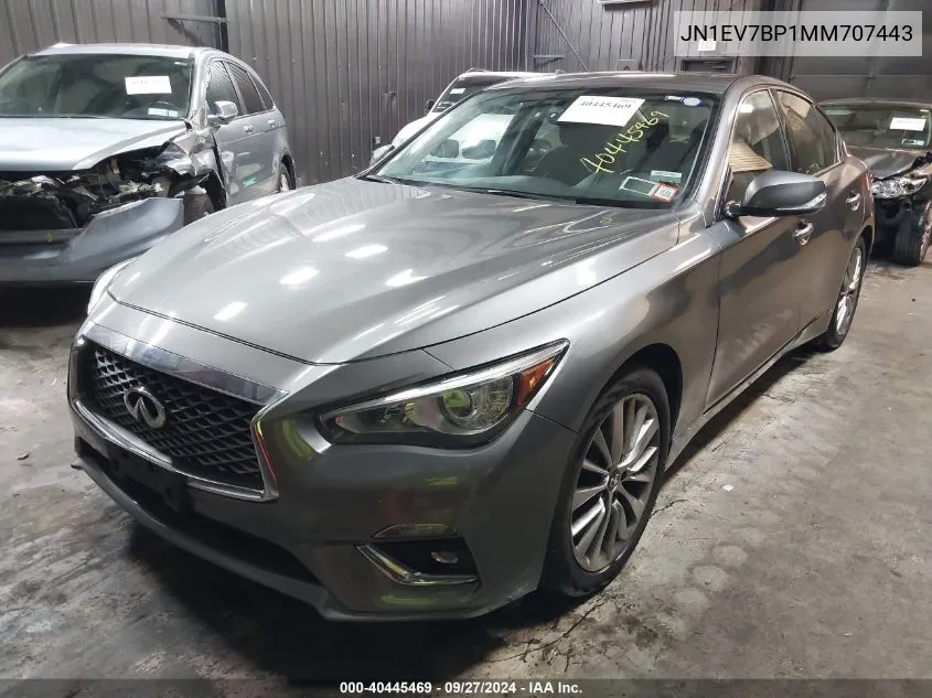 2021 Infiniti Q50 Luxe VIN: JN1EV7BP1MM707443 Lot: 40445469