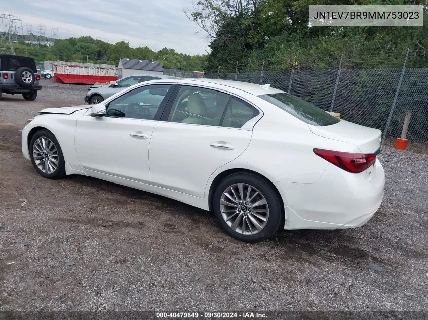 2021 Infiniti Q50 Luxe Awd VIN: JN1EV7BR9MM753023 Lot: 40479849