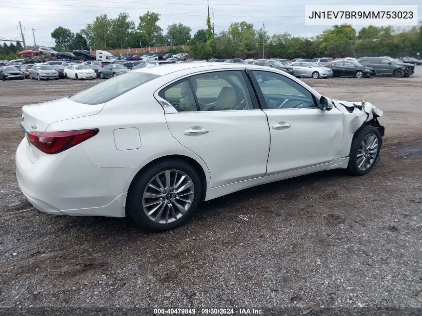 2021 Infiniti Q50 Luxe Awd VIN: JN1EV7BR9MM753023 Lot: 40479849