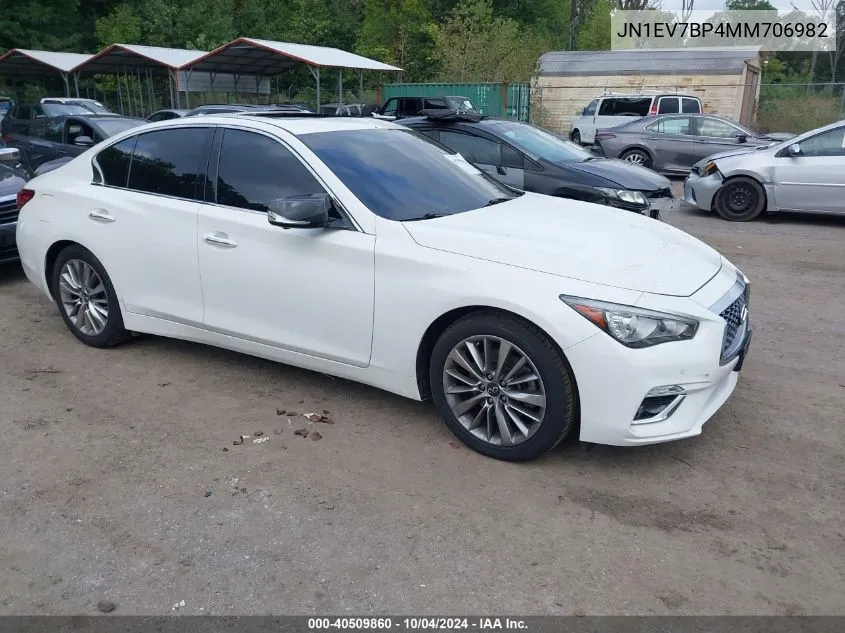 2021 Infiniti Q50 Luxe VIN: JN1EV7BP4MM706982 Lot: 40509860