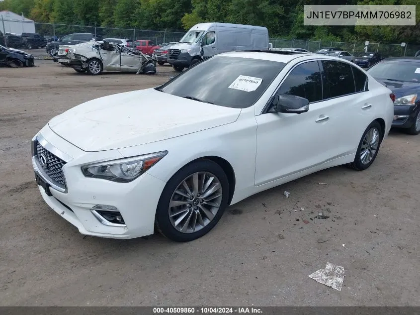 2021 Infiniti Q50 Luxe VIN: JN1EV7BP4MM706982 Lot: 40509860