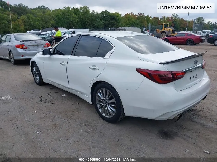 2021 Infiniti Q50 Luxe VIN: JN1EV7BP4MM706982 Lot: 40509860