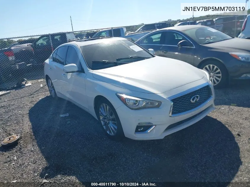 2021 Infiniti Q50 Luxe VIN: JN1EV7BP5MM703119 Lot: 40511790