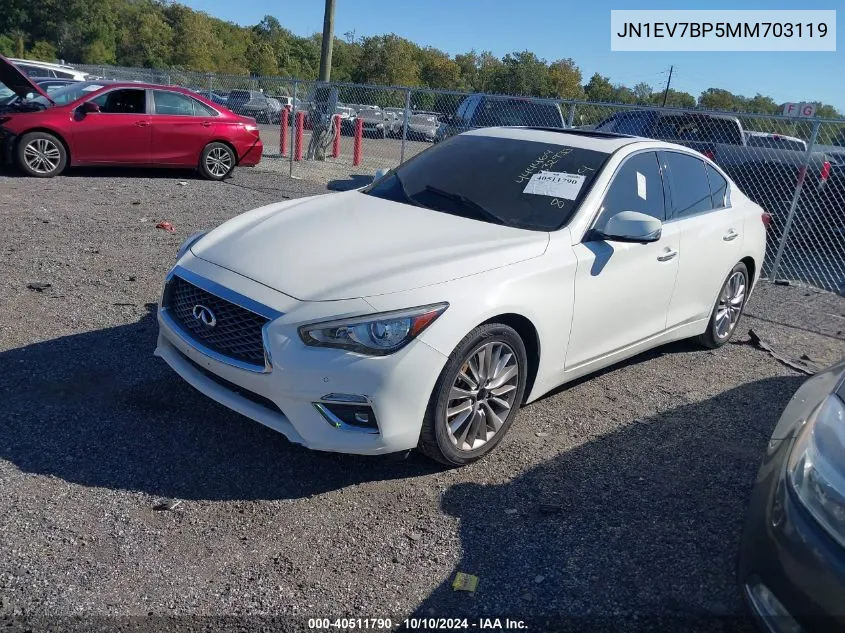 2021 Infiniti Q50 Luxe VIN: JN1EV7BP5MM703119 Lot: 40511790