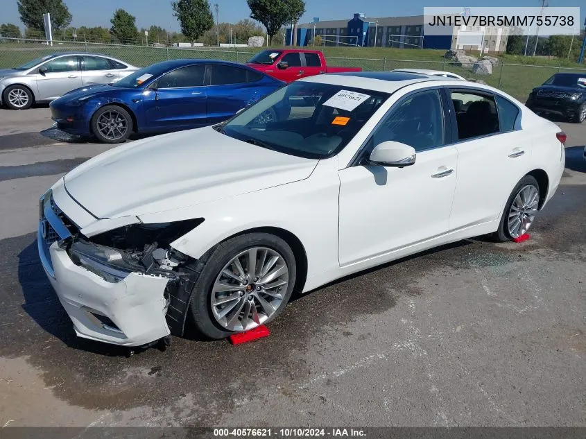 2021 Infiniti Q50 Luxe Awd VIN: JN1EV7BR5MM755738 Lot: 40576621