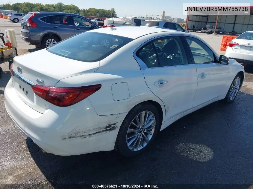 2021 Infiniti Q50 Luxe Awd VIN: JN1EV7BR5MM755738 Lot: 40576621