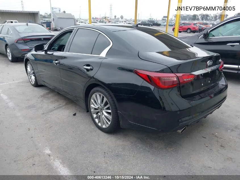 2021 Infiniti Q50 Luxe VIN: JN1EV7BP6MM704005 Lot: 40613246