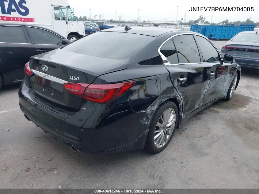 2021 Infiniti Q50 Luxe VIN: JN1EV7BP6MM704005 Lot: 40613246