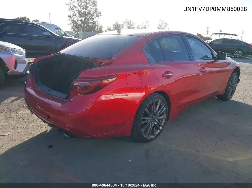 2021 Infiniti Q50 Red Sport 400 VIN: JN1FV7DP0MM850028 Lot: 40644604