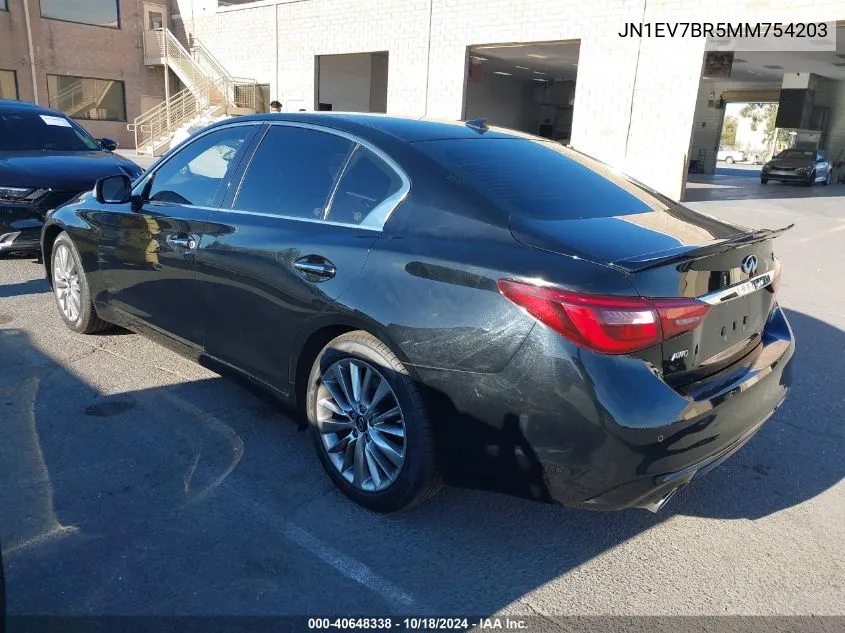 2021 Infiniti Q50 Luxe Awd VIN: JN1EV7BR5MM754203 Lot: 40648338