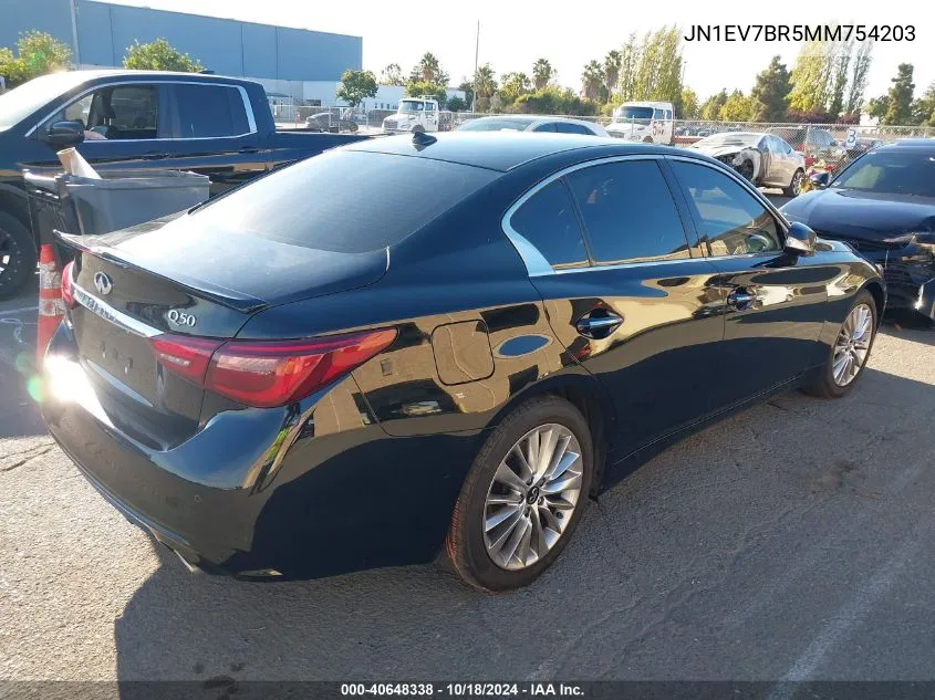 2021 Infiniti Q50 Luxe Awd VIN: JN1EV7BR5MM754203 Lot: 40648338