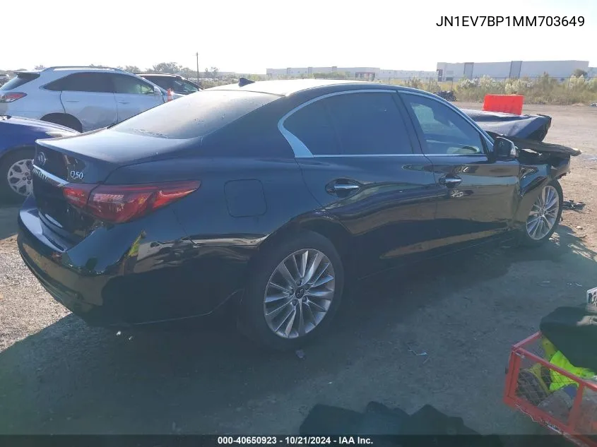 2021 Infiniti Q50 Luxe VIN: JN1EV7BP1MM703649 Lot: 40650923