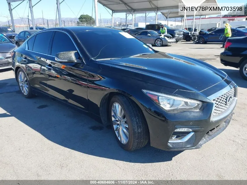 2021 Infiniti Q50 Luxe VIN: JN1EV7BPXMM703598 Lot: 40684606