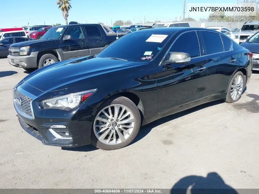 2021 Infiniti Q50 Luxe VIN: JN1EV7BPXMM703598 Lot: 40684606