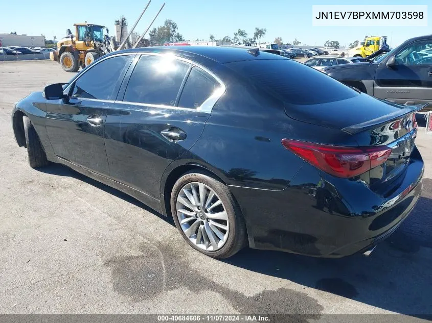 2021 Infiniti Q50 Luxe VIN: JN1EV7BPXMM703598 Lot: 40684606