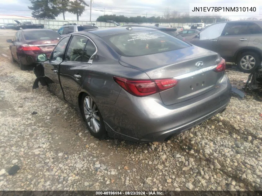 2022 Infiniti Q50 Luxe VIN: JN1EV7BP1NM310140 Lot: 40196114