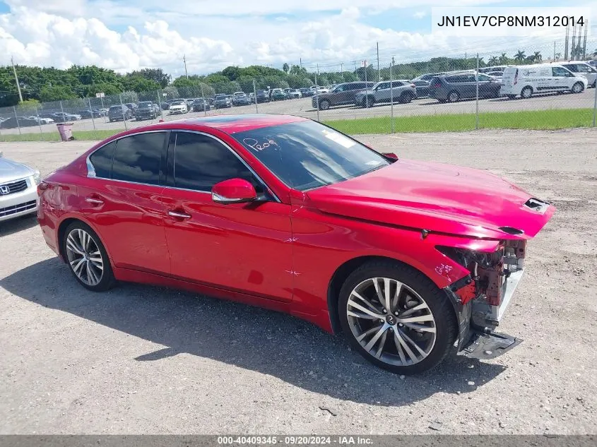 JN1EV7CP8NM312014 2022 Infiniti Q50 Sensory