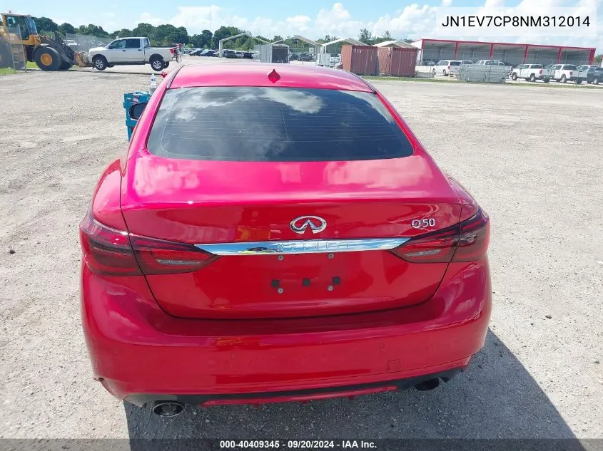 JN1EV7CP8NM312014 2022 Infiniti Q50 Sensory