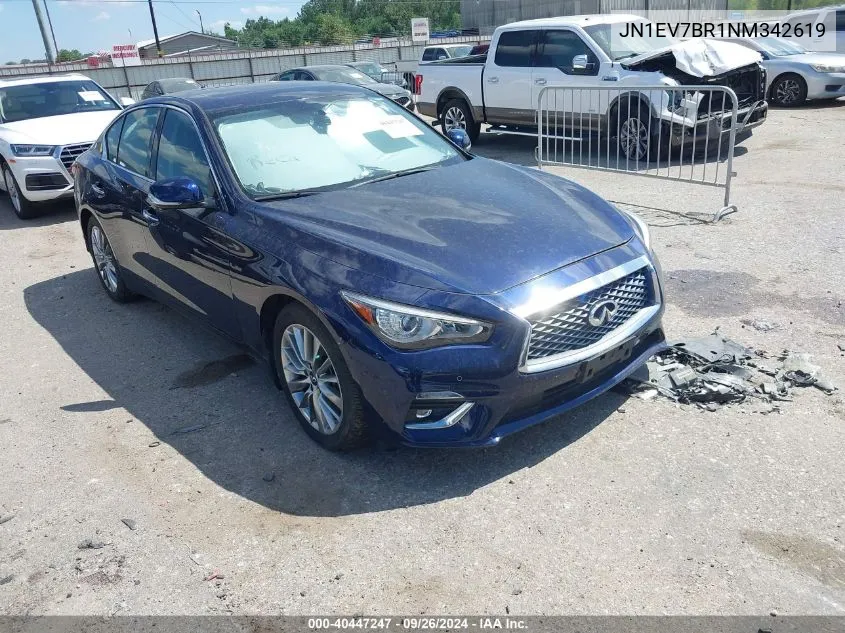 2022 Infiniti Q50 Luxe VIN: JN1EV7BR1NM342619 Lot: 40447247