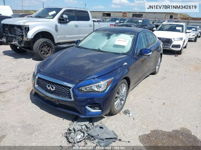 2022 Infiniti Q50 Luxe VIN: JN1EV7BR1NM342619 Lot: 40447247