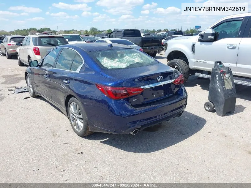 2022 Infiniti Q50 Luxe VIN: JN1EV7BR1NM342619 Lot: 40447247