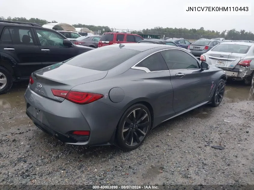 2017 Infiniti Q60 2.0T Premium VIN: JN1CV7EK0HM110443 Lot: 40003898