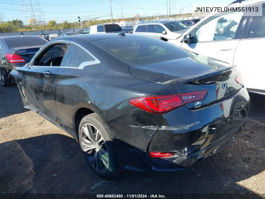 2017 Infiniti Q60 3.0T Premium VIN: JN1EV7EL0HM551913 Lot: 40683480