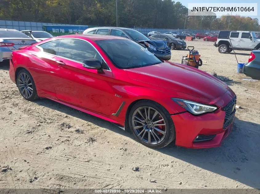 2017 Infiniti Q60 3.0T Red Sport 400 VIN: JN1FV7EK0HM610664 Lot: 40728910