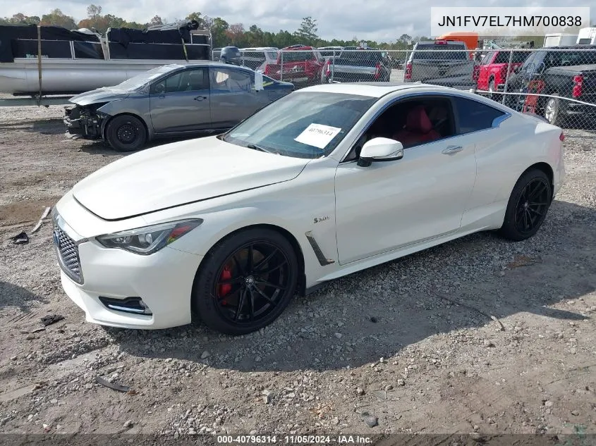 2017 Infiniti Q60 Red Sport 400 VIN: JN1FV7EL7HM700838 Lot: 40796314