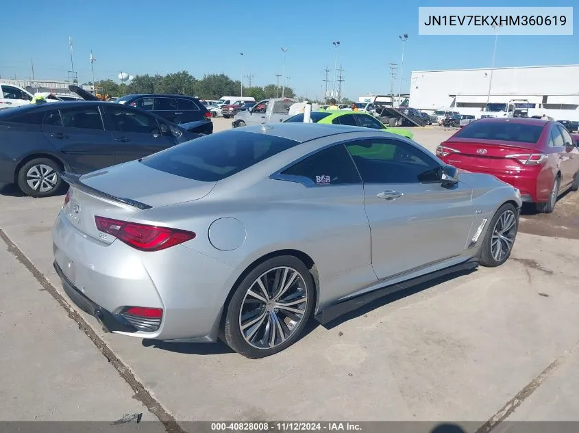 2017 Infiniti Q60 3.0T Premium VIN: JN1EV7EKXHM360619 Lot: 40828008