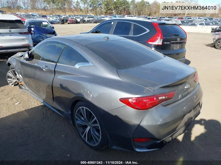 2017 Infiniti Q60 3.0T Premium VIN: JN1EV7EKXHM364010 Lot: 40851343