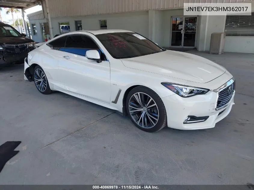 2017 Infiniti Q60 3.0T Premium VIN: JN1EV7EK3HM362017 Lot: 40869978