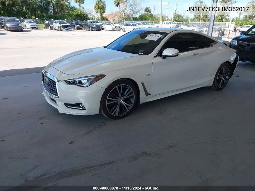 2017 Infiniti Q60 3.0T Premium VIN: JN1EV7EK3HM362017 Lot: 40869978