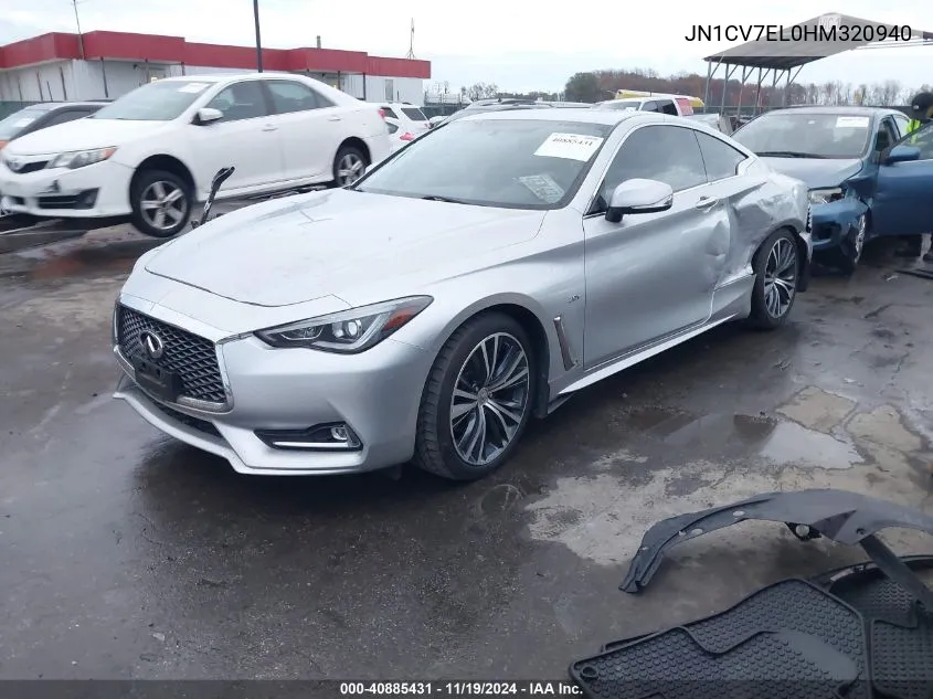 2017 Infiniti Q60 2.0T VIN: JN1CV7EL0HM320940 Lot: 40885431