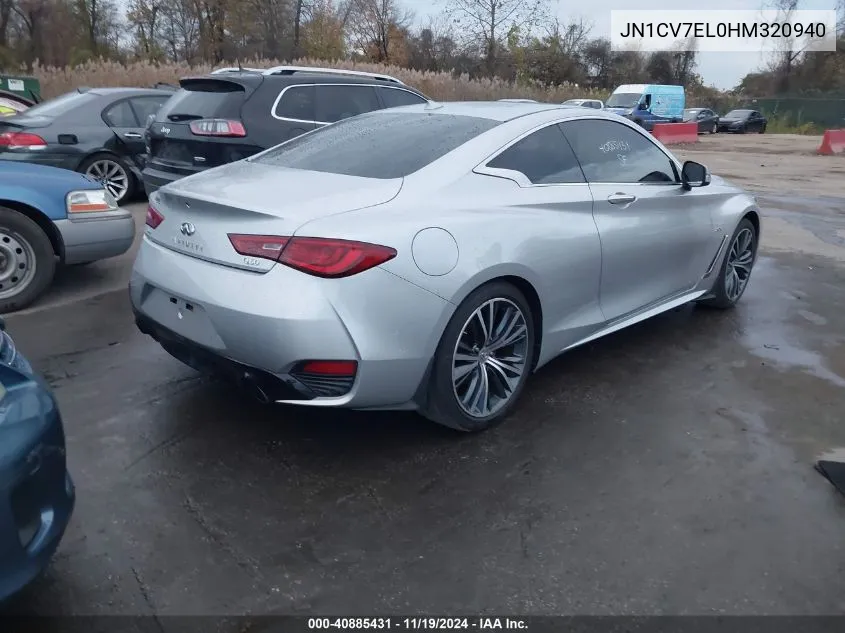 2017 Infiniti Q60 2.0T VIN: JN1CV7EL0HM320940 Lot: 40885431