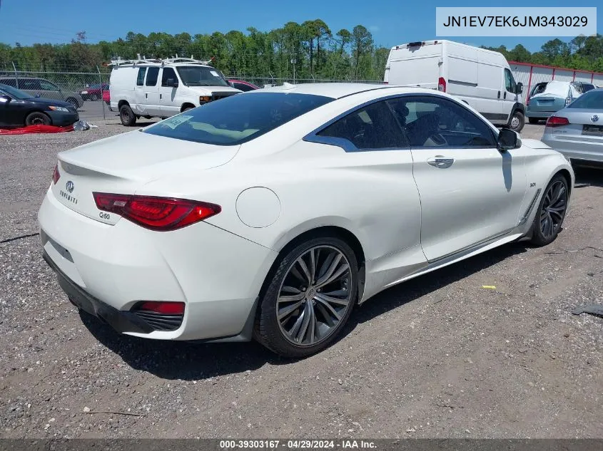 2018 Infiniti Q60 3.0T Luxe VIN: JN1EV7EK6JM343029 Lot: 39303167