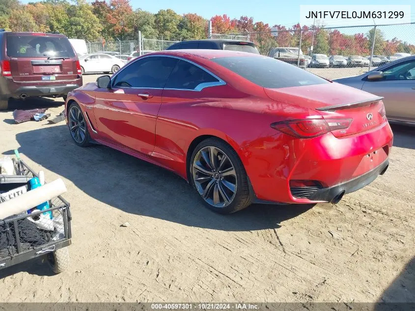 2018 Infiniti Q60 3.0T Red Sport 400 VIN: JN1FV7EL0JM631299 Lot: 40597301