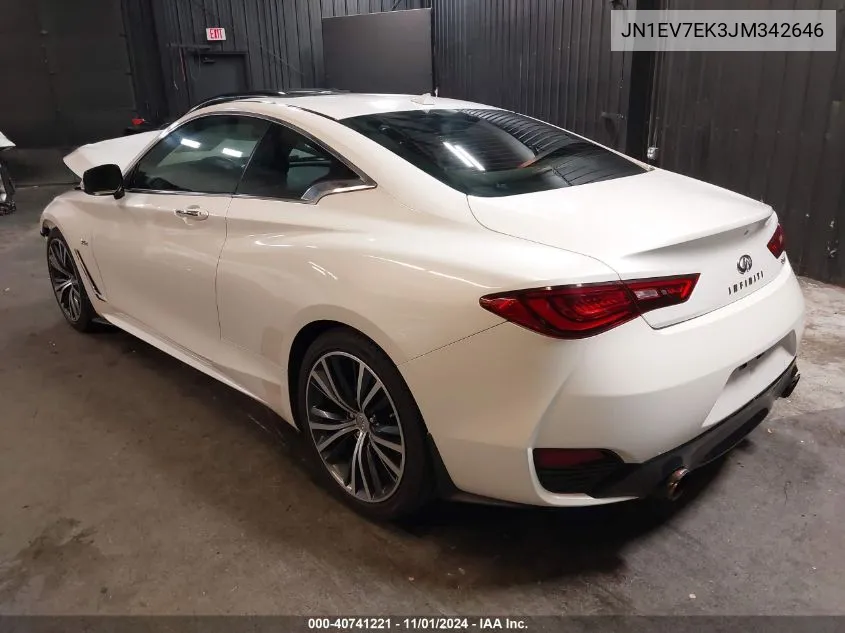 2018 Infiniti Q60 3.0T Luxe VIN: JN1EV7EK3JM342646 Lot: 40741221