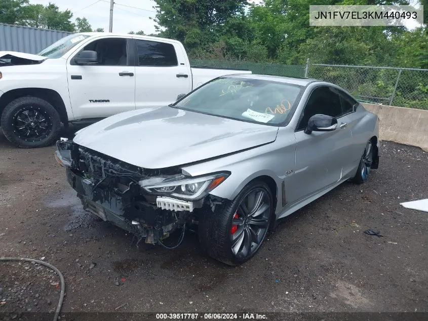 2019 Infiniti Q60 3.0T Red Sport 400 VIN: JN1FV7EL3KM440493 Lot: 39517787