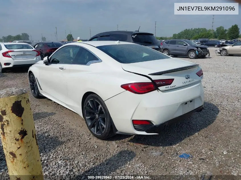 2019 Infiniti Q60 3.0T Luxe VIN: JN1EV7EL9KM291096 Lot: 39929943